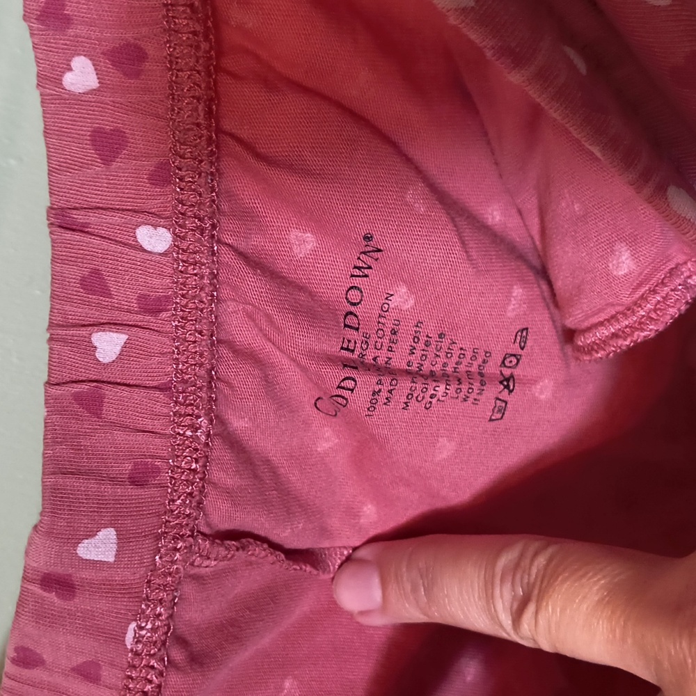 Women's Cuddle Down 100% Pima L Pink Heart Dot Semi Sleeve Pajama Set - Picture 10 of 13